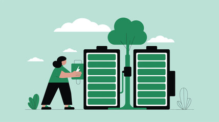Person Charging Electric Car Batteries Sustainably.
