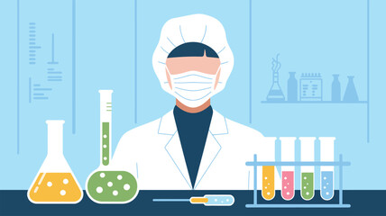 Scientist in Lab Coat Conducting Experiment.