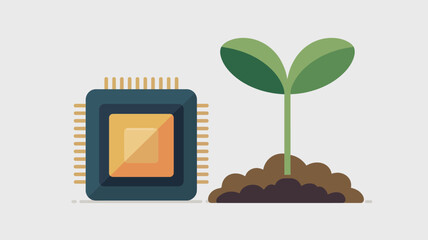 Microchip and Seedling Growth Concept Artwork.