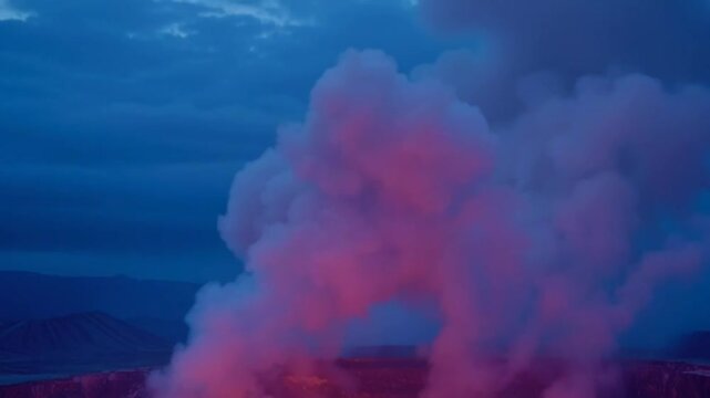 Volcanic Eruption at Night.