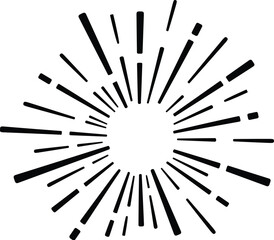 Obraz premium Black sunburst rays radiating from the center, creating a dynamic and eyecatching design isolated on white background perfect for adding a burst of energy