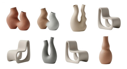 modern vases and chairs display on white background minimalist design home decor concepts and product presentations