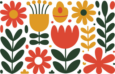 Seamless floral pattern with tulips and blooming flowers in a vintage spring garden design © VectorNest