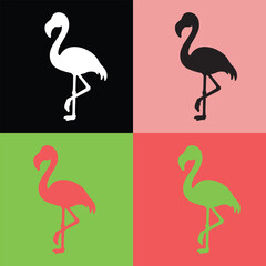 Fototapeta premium Colorful flamingo depictions in a divided pop art style