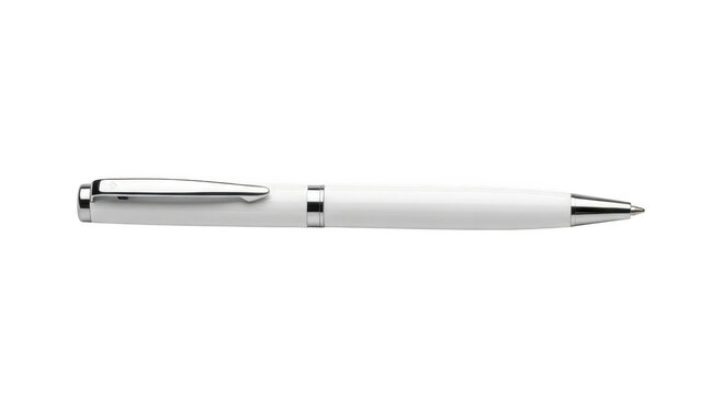 White ballpoint pen isolated on transparent background