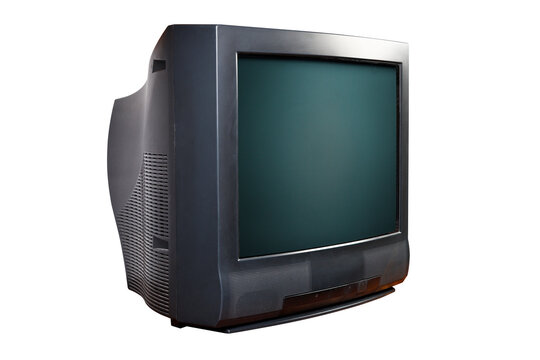 Vintage CRT TV isolated on white background - retro mockup for UI/UX and 90s design.