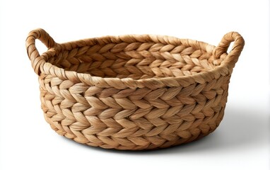 Obraz premium Sturdy Woven Wicker Basket with Braided Rim Design