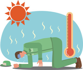 熱中症で倒れる作業員