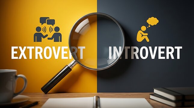 Extrovert Versus Introvert Concept Illustration Showing Communication and Thought