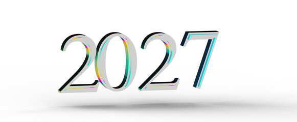 Stylish 2027 design with a colorful abstract aesthetic. Perfect for futuristic concepts, calendars,...