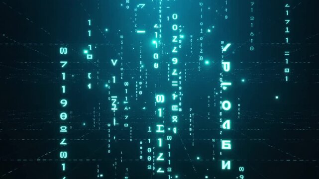 A futuristic digital background featuring cascading green code falling continuously against a dark backdrop, inspired by the iconic visual style of The Matrix. Streams of glowing symbols move vertical