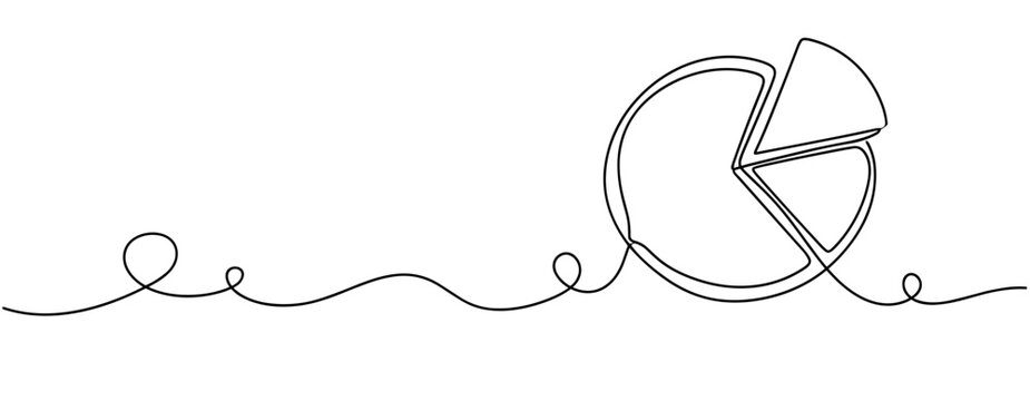 Continuous line drawing of pie chart with single line art style. No editable stroke