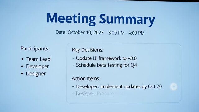Meeting summary interface