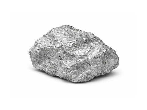One raw aluminum ore isolated on white background.
