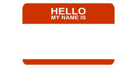 Blank Hello My Name Is Red Sticker. Classic Urban Name Tag Template for Graffiti Artists and Street Culture Branding Design. © dirtyfellas