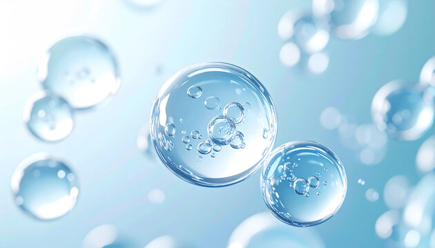 セラミド保湿美容分子 水分カプセルのスキンケア成分 潤い・バリア機能イメージの美容科学背景 / Ceramide moisturizing molecule, hydration capsule cosmetic ingredient, skin barrier and moisture skincare science background