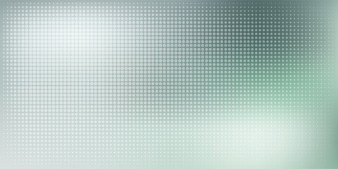 Abstract silver and sage green halftone dots pattern on soft gradient background.