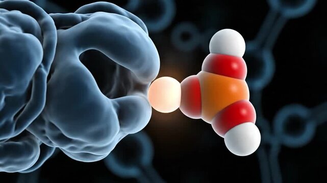 3D Illustration of ATP Molecule Interacting with Enzyme Structure
