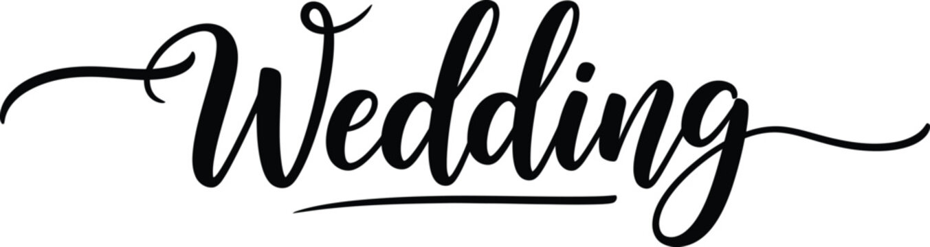 Elegant wedding typography on white background