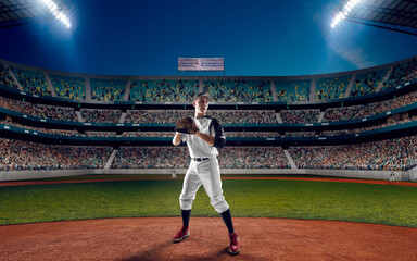 Naklejka premium Professional baseball player. Baseball game.