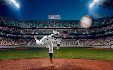 Naklejka premium Professional baseball player. Baseball game.