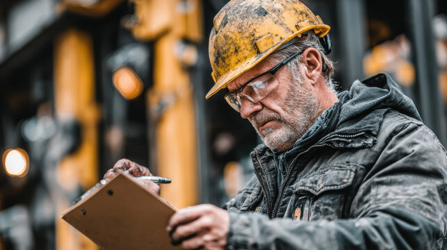 Mining engineer reviewing gold production report onsite, mining, performance and value tracking 