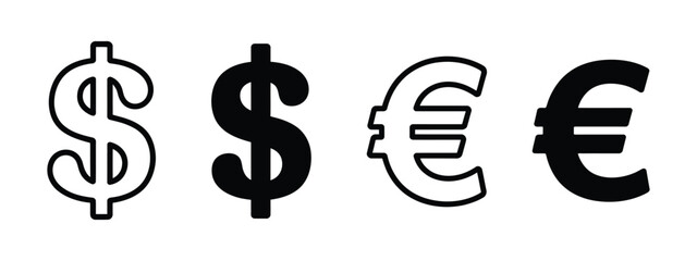 Obraz premium Dollar euro currency icon vector illustration showing USD and EUR symbols