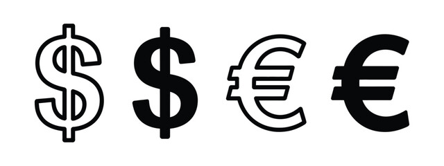 Dollar euro currency icon vector illustration showing USD and EUR symbols