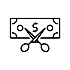 Tax Cut Scissors Money Icon