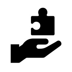 Hand Holding Puzzle Piece Icon