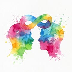 Connessione infinita: due profili ad acquerello e simbolo dell'infinito © Artistic Memory