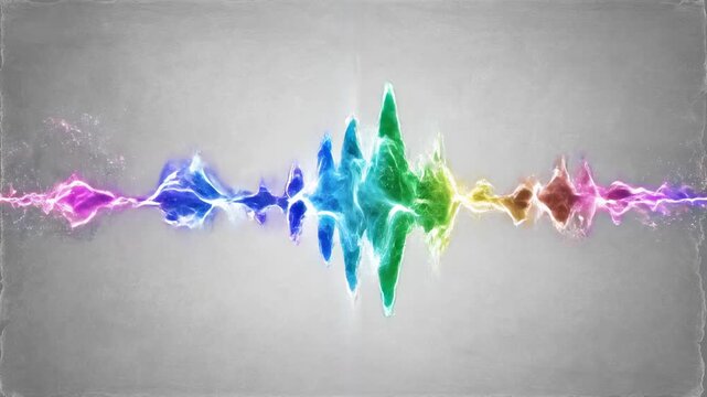 Colorful Sound Wave Visual Representation on Gray Background.
