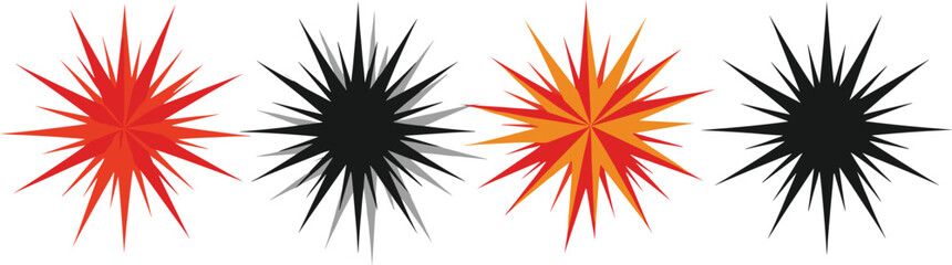 Abstract starburst explosion collection comic style burst shapes vector illustration set © MdYeasin