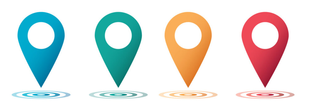 Set color maping pin location 3d vector icons