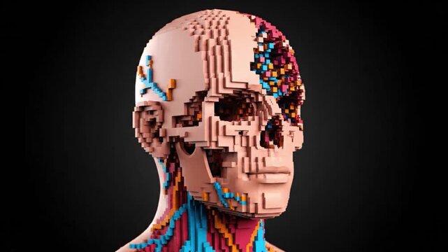 Sculpture of Human Skull and Torso