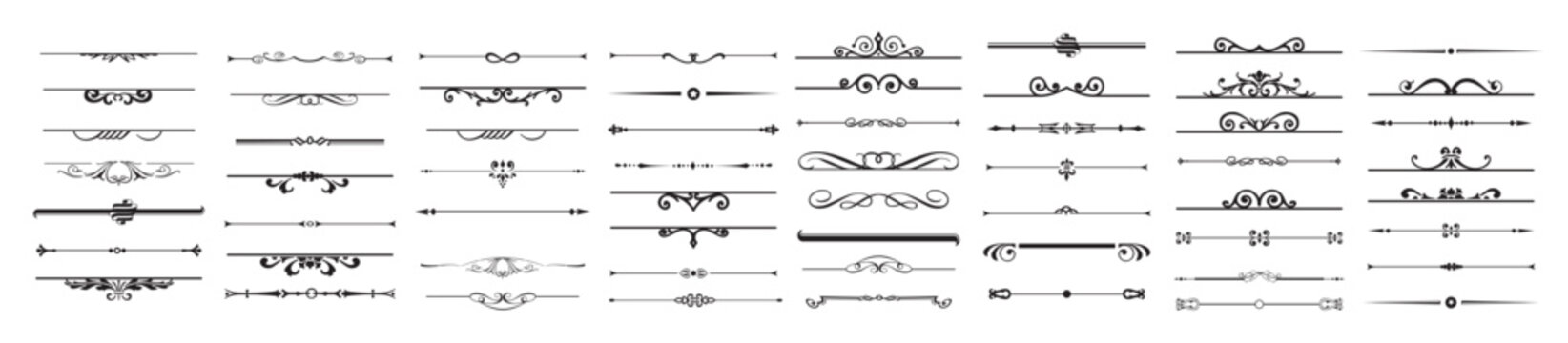 Set of decorative divider elements. Border florish collection. Vector.