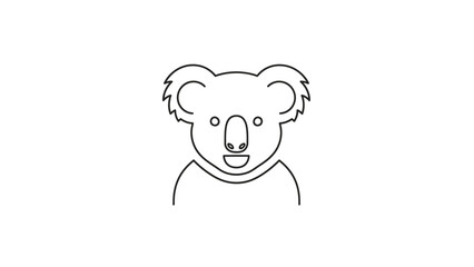 Fototapeta premium A simple line drawing of a koala's head and shoulders on a white background with a minimalist style and neutral mood.