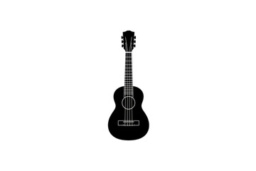 Naklejka premium The Silhouette of a Musical Instrument: A minimalist illustration of a ukulele against a backdrop, evoking themes of melody, relaxation, and artistic expression. 