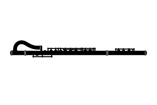 Silhouette of a Bass Clarinet: A striking silhouette of a bass clarinet against a clean backdrop, highlighting its unique form and intricate details.