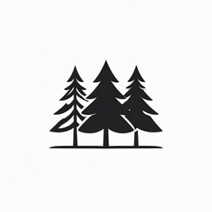 Obraz premium Minimalist black silhouette of pine trees on white background vector illustration
