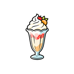 [Vector EPS]Delicious ice cream sundae with whipped cream and fresh fruits