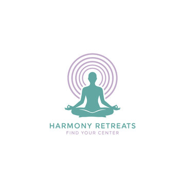 A meditative silhouette, encircled by concentric rings, centered over a text, all in calm pastel shades