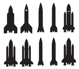 Obraz premium black space rockets against white backdrop