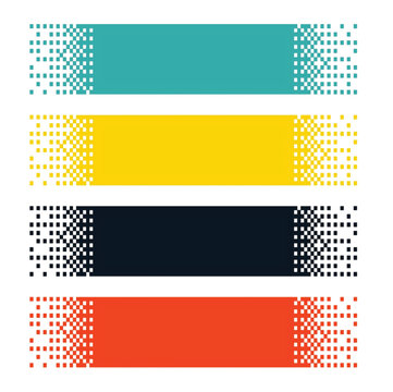 We Modern Colourful Halftone Banner Set with Pixel Fade Effect, Abstract Horizontal Web Header Design Collection