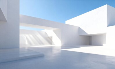 Obraz premium Minimalist White Modern Architecture with Open Spaces