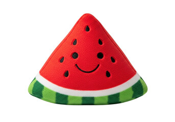 A cheerful cartoon watermelon with a smiling face and a small stem on top