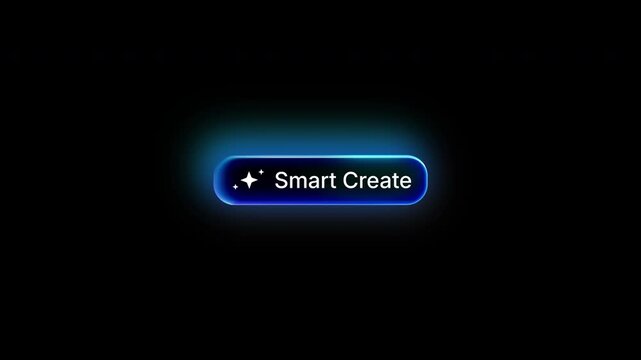 Blue neon gradient AI generate button animation with smooth light pulse. Modern AI user interface on alpha channel background, ultra HD 4K resolution.