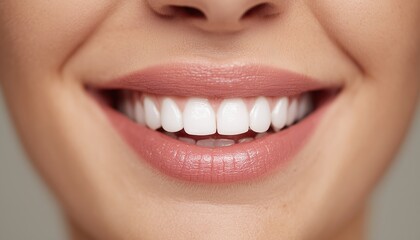 Fototapeta premium Stunning Broad Smile Of A Youthful Woman With Healthy, Radiant White Teeth. Captivating And Refreshing. Dental Perfection. Vibrant And Bright.