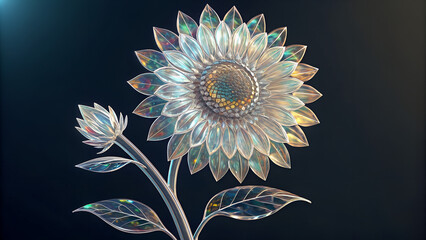 Crystal Glass Sunflower &mdash; Transparent petals refracting light like cut glass.
