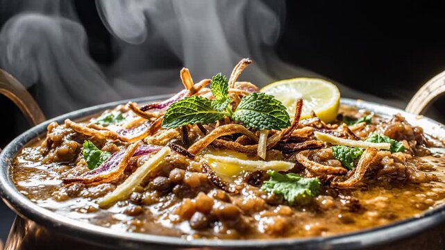 Delicious and Flavorful Indian Dish in a Copper Pot.